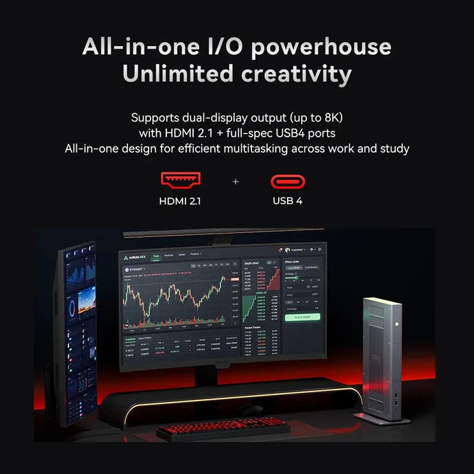 Mini PC GMKtec EVO-X3 AMD Ryzen AI Max+ 395, 128GB RAM, até 16TB SSD, Radeon 8060S, Wi-Fi 7, OCuLink
