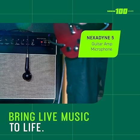 Shure Nexadyne 5 Microfone para Amplificador de Guitarra com Tecnologia Revonic – Microfone Dinâmico Supercardioide para Amplificação Profissional, Clareza de Sinal Aprimorada e Redução de Ruído(NXN5)