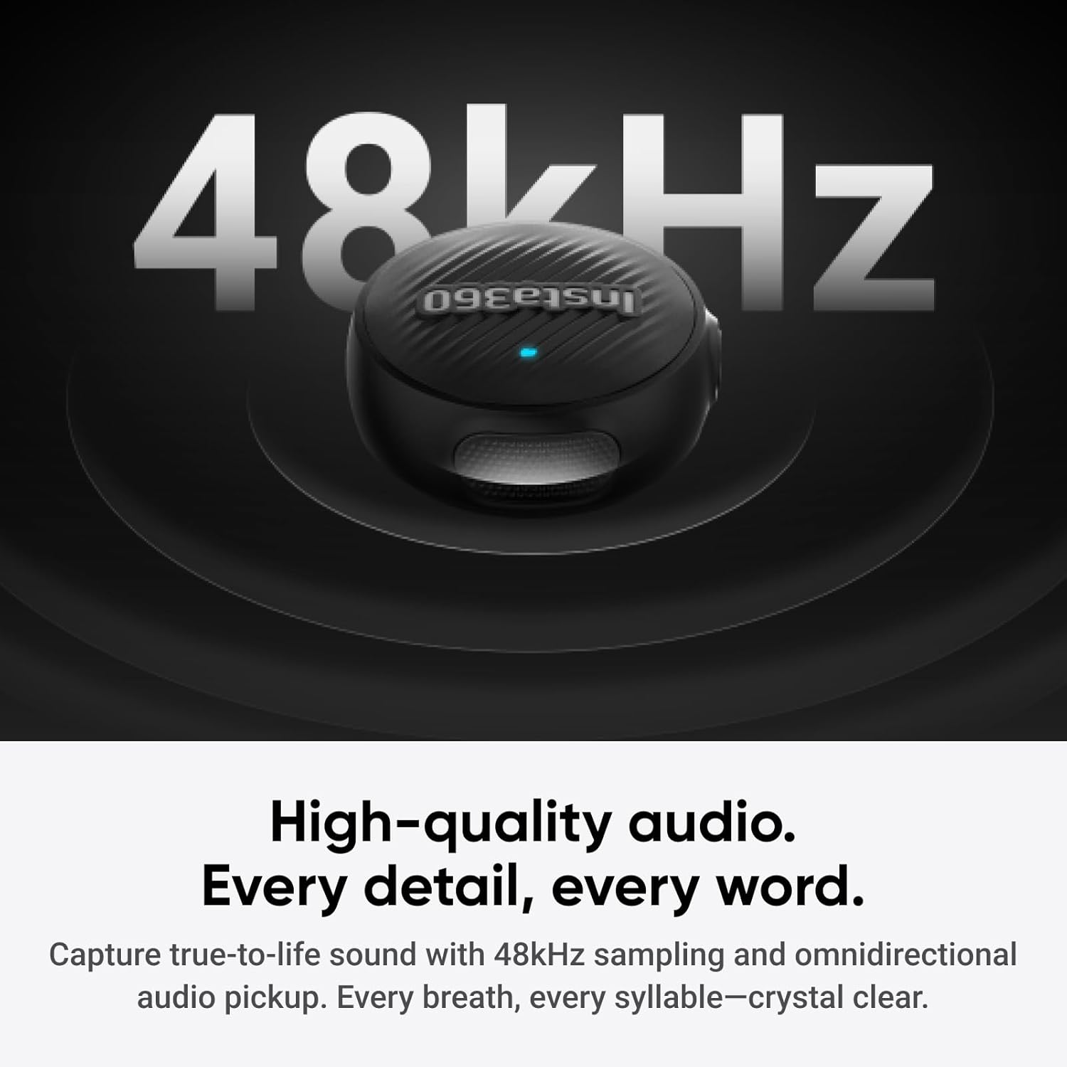 Insta360 Mic Air (1 Transmissor + 1 Receptor) – Microfone Sem Fio com Cancelamento de Ruído, Alcance de 300m, Compatível com iPhone/Android/PC/Mac via USB-C, Ideal para Vlogs e Transmissões ao Vivo