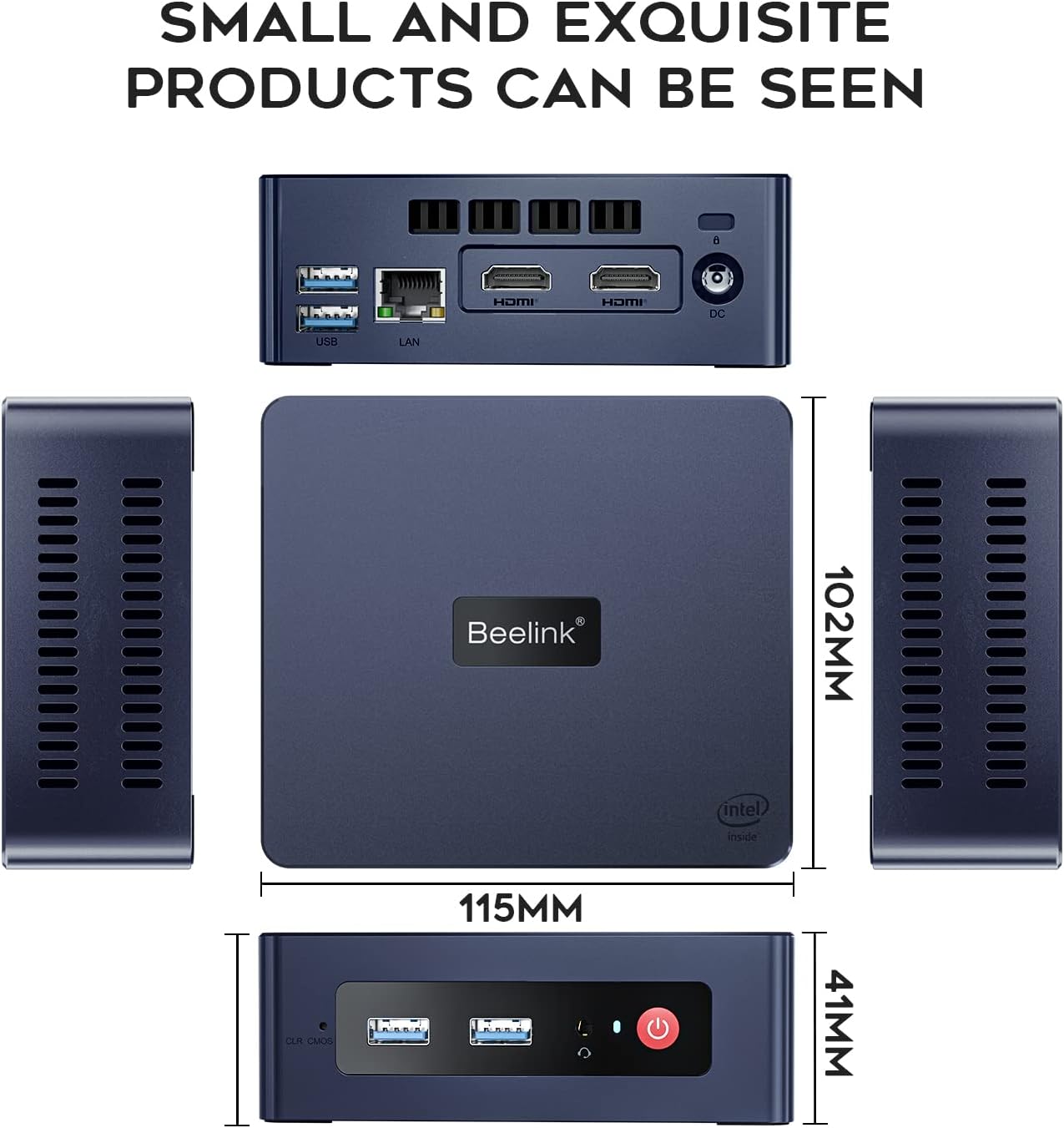 Beelink Mini PC, mini computador Mini S 11ª geração Quad-Core N5095 (até 2,9 GHz), computadores desktop 8GB DDR4 RAM 128GB/256GB SSD 4K UHD Dual HDMI/Dual WiFi/Gigabit Ethernet/HTPC/Family-NAS/BT4.0/W-11