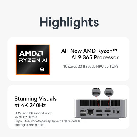 Beelink SER9 Pro AMD Ryzen™ AI 9 365 - 32GB + 1TB