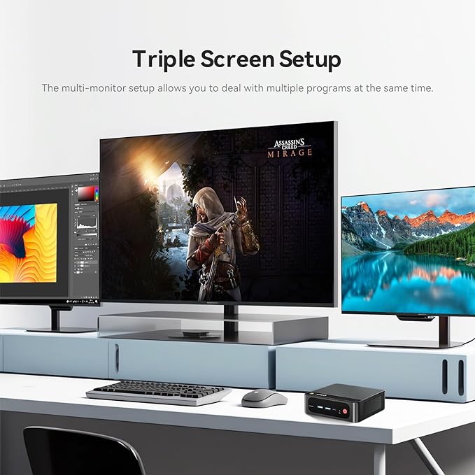 Beelink Mini PC SER5 PRO, AMD Ryzen 7 5850U (até 4,4 GHz, 8C/16T), mini computador com SSD NVMe DDR4/500GB de 32GB, suporta tela tripla (HDMI+DP+Tipo-C), WiFi6, BT5.2, Tipo-C, Gigabit LAN