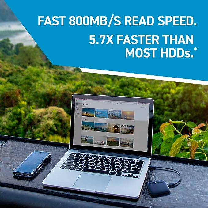 Crucial SSD portátil X6 de 1 TB – até 800 MB/s – PC e Mac – Unidade de estado sólido externa USB 3.2 USB-C – CT1000X6SSD9