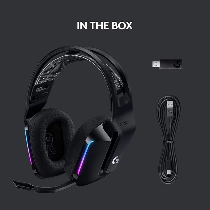 Headset Gamer Sem Fio Logitech G733 LIGHTSPEED 7.1 — RGB LIGHTSYNC, Microfone Destacável Blue VO!CE, DTS Headphone:X 2.0