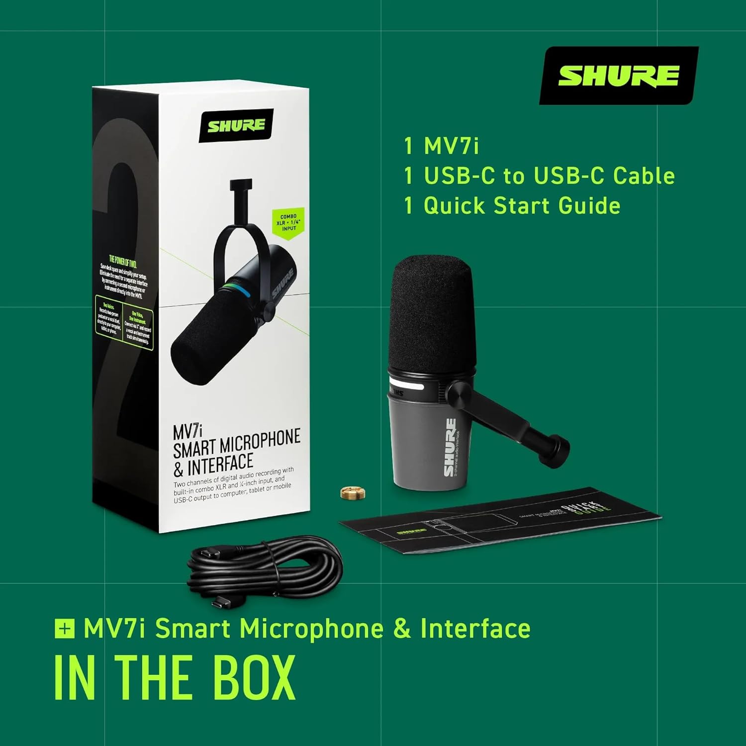 Shure MV7i Microfone Inteligente com Interface de Áudio Integrada