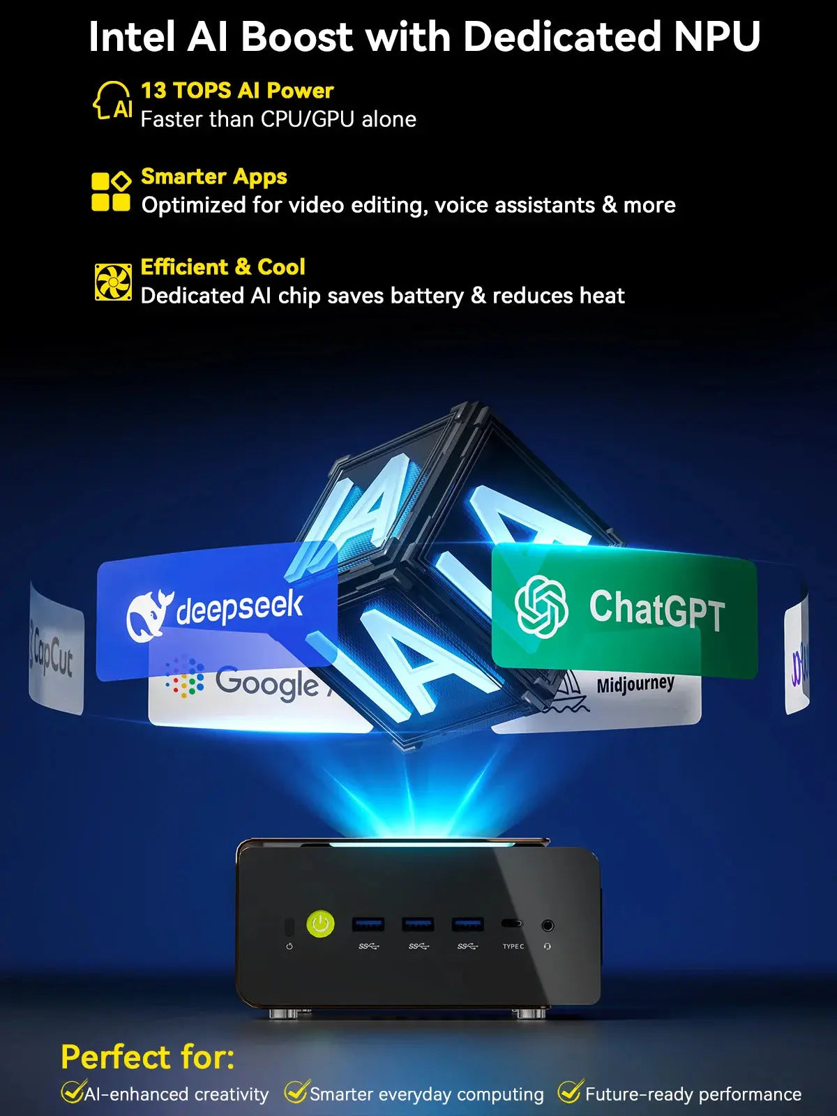 Mini PC para IA de Alto Desempenho GMKtec EVO-T1 AI - Intel® Core™ Ultra 9 285H