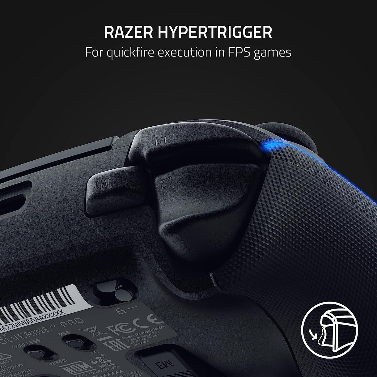 Razer Wolverine V2 Pro (licenciado para PlayStation) Controle de jogos profissional sem fio para consoles PS5 e PC, botões de ação táteis mecânicos, D-Pad de 8 vias - Preto