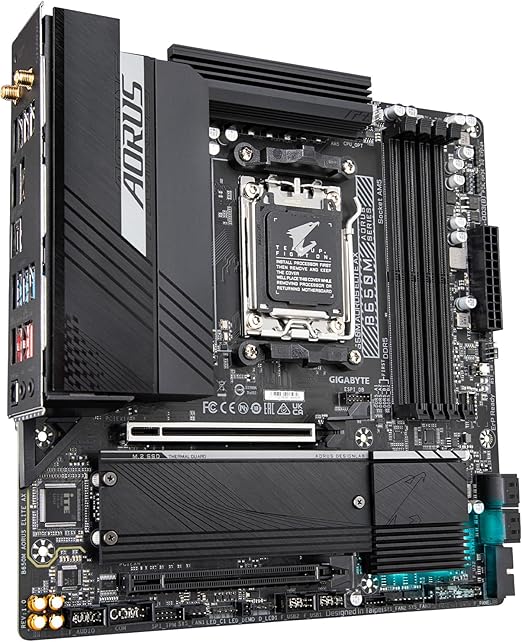 GIGABYTE B650M AORUS Elite AX (AM5/LGA 1718/AMD B650/Micro-ATX/ DDR5/2* M.2/PCIe 5.0/USB 3.2 Gen2X2 Type-C/Intel 2.5GbE LAN/Q-Flash Plus/EZ-Latch/Placa-mãe para jogos)