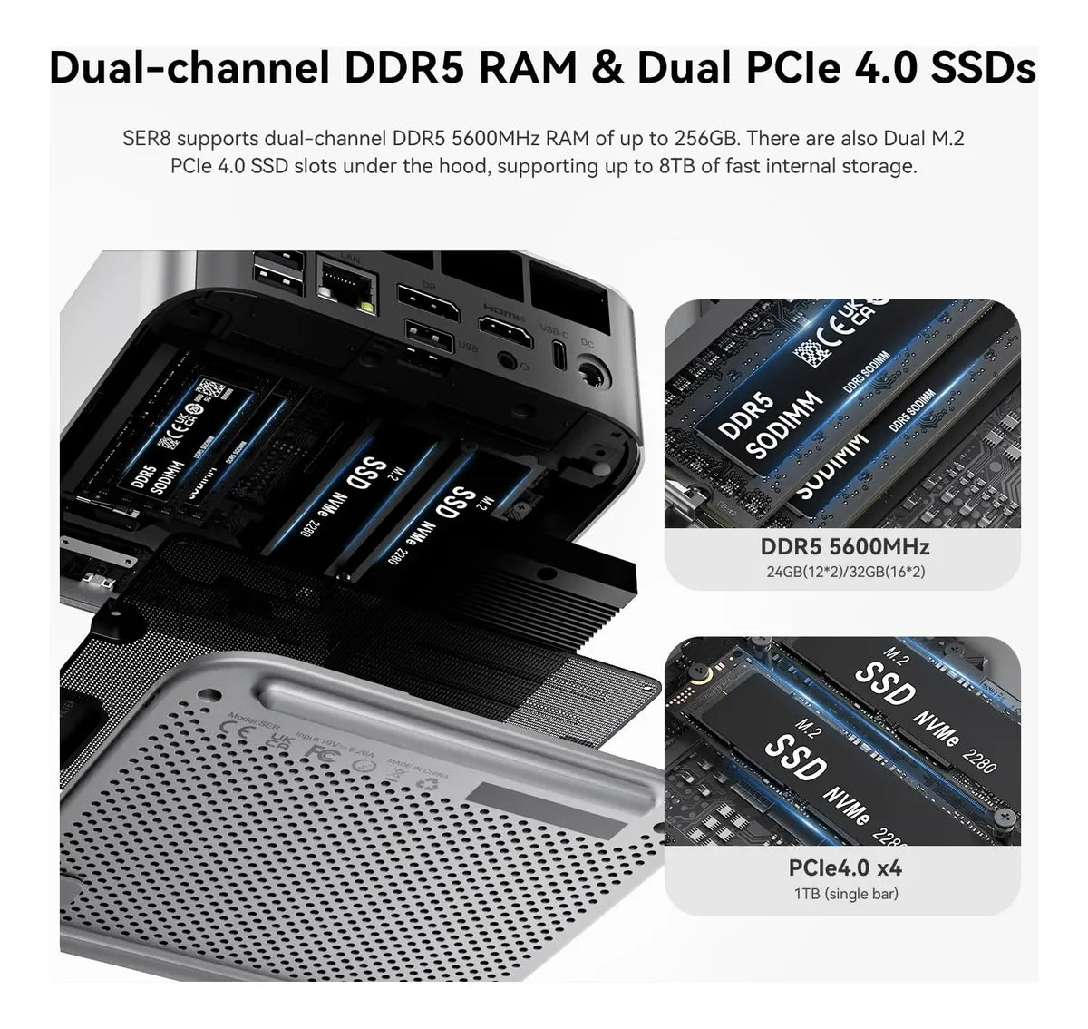 Mini Pc Beelink SER8 AMD Ryzen 7 8745HS 32GB + 1TB