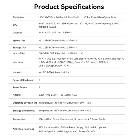 Beelink GTi15 Ultra Intel® Core™ Ultra 9 285H