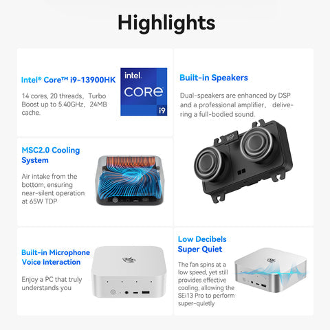 Mini PC Beelink SEi13 PRO Intel® Core™ i9-13900HK / i7-13620H