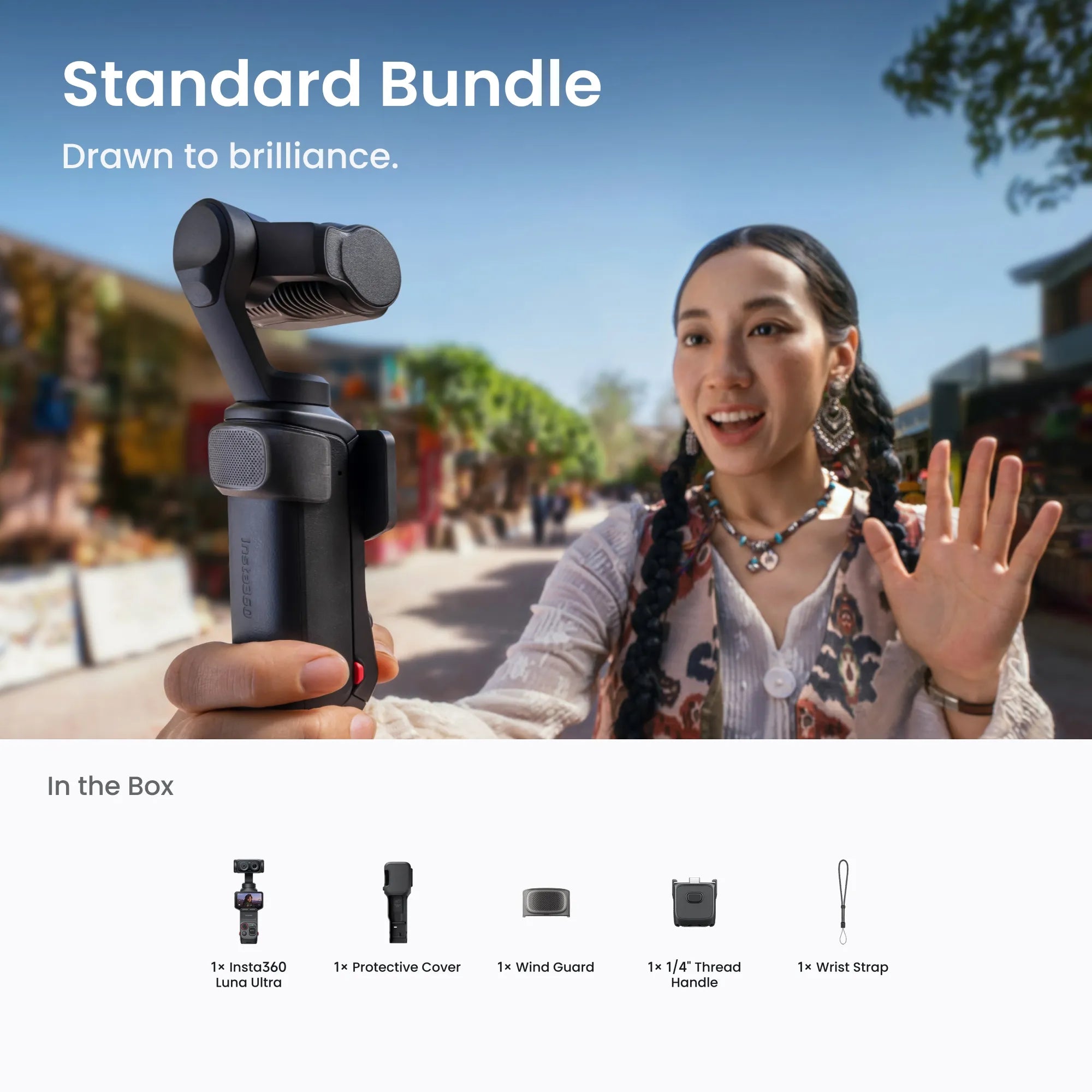Insta360 Luna Ultra Câmera Gimbal com Tela Touch Removível, 8K, Sensor de 1" e Lente Telefoto