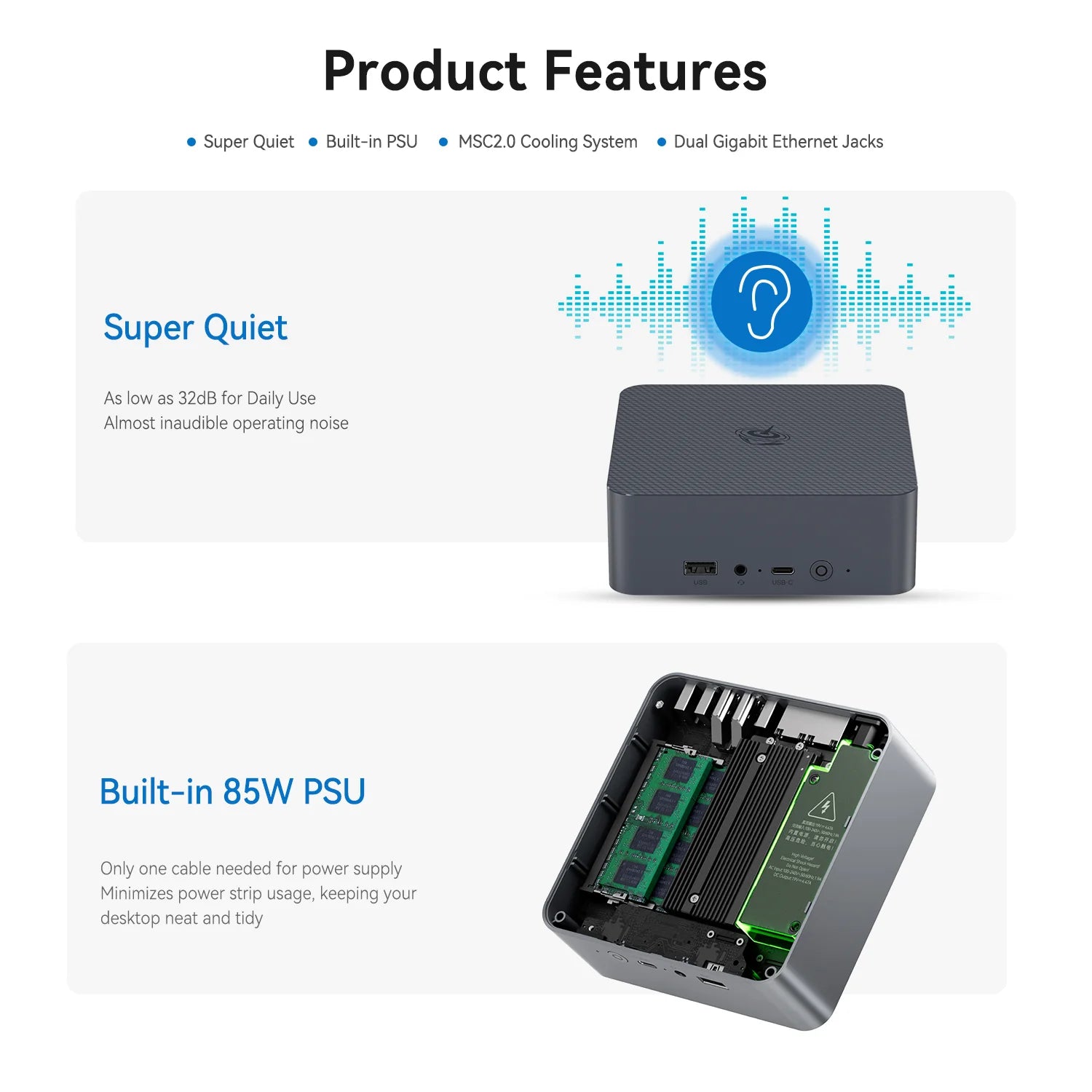 Mini PC Beelink EQi12 Intel® Core i5-1235U / Core i3-1220P