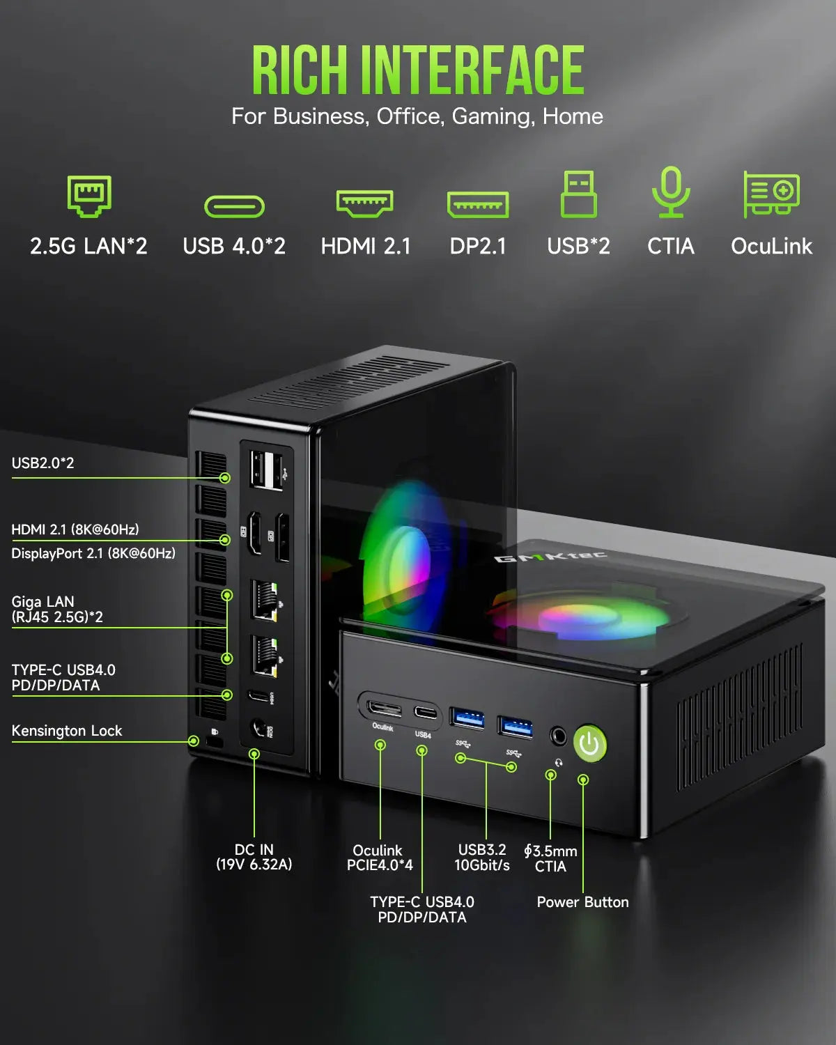 GMKtec NucBox K11 Mini PC profissional e para IA - AMD Ryzen™ 9 8945HS