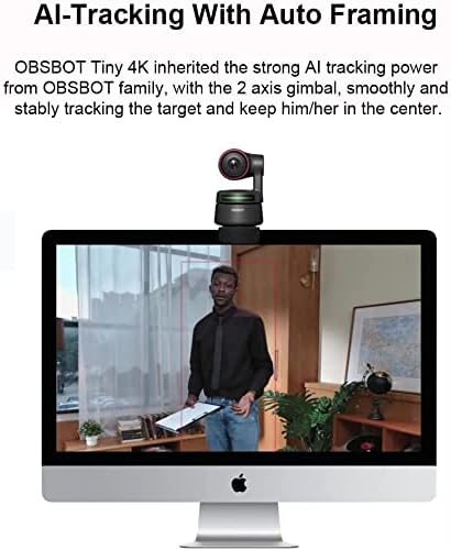 OBSBOT Tiny 4K PTZ 4K Webcam Ultra HD Auto-Frame Gesture Control HDR W