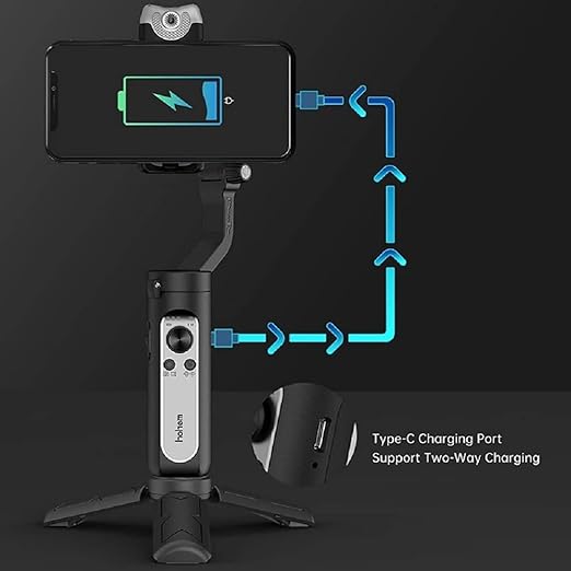 hohem iSteady V2 Gimbal Stabilizer for Smartphone, 3-Axis Handheld Professional Video Stabilizers with Grip AI Tracking Type-C Reverse Charging ajustável LED Video Light