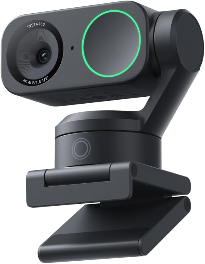Insta360 Link 2 - Webcam PTZ 4K para PC/Mac, sensor de 1/5.1 cm, rastreamento de IA, HDR, microfone com cancelamento de ruído AI, controle de gestos para streaming, chamadas de vídeo.