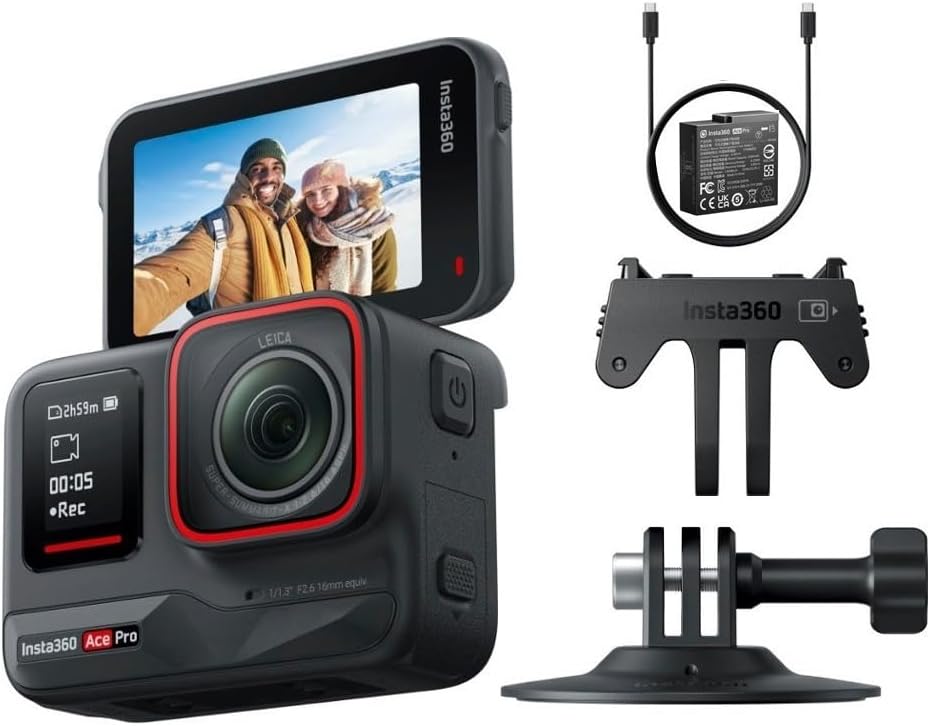 Insta360 Ace Pro – Câmera de ação à prova d'água com sensor de 1/1,3" e redução de ruído de IA para qualidade de imagem imbatível, 4K120fps, tela flip de 2,4" e recursos avançados de IA