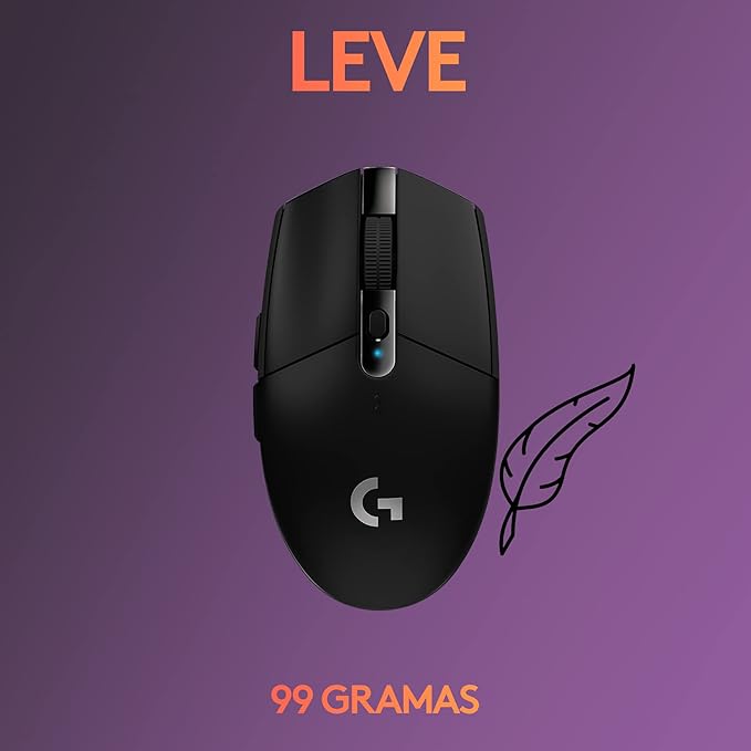 Mouse Gamer Sem Fio Logitech G305 LIGHTSPEED com 6 Botões Programáveis e Até 12.000 DPI - Preto