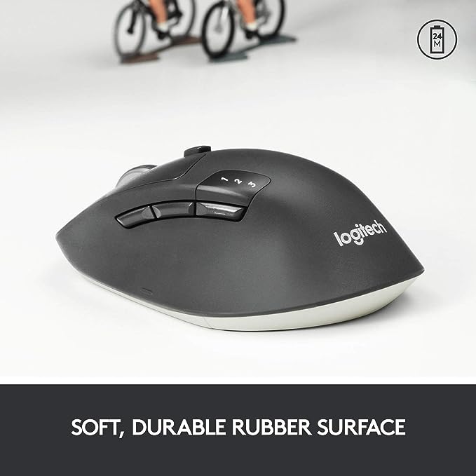 Mouse sem fio Logitech M720 Triathlon com Conexão USB Unifying ou Bluetooth com Easy-Switch para até 3 Dispositivos, 1000 DPI, 6 Botões Programáveis e Pilha Inclusa