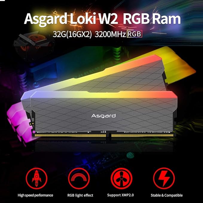 Memória Ram 32gb (2x16gb) Asgard Loki W2 Rgb 3200mhz Cl16 Ddr4