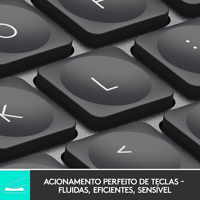 Teclado sem fio Logitech MX Keys Mini com Iluminação Inteligente, Conexão Bluetooth e USB com Easy-Switch para até 3 dispositivos e Bateria Recarregável - Grafite, 920-010505