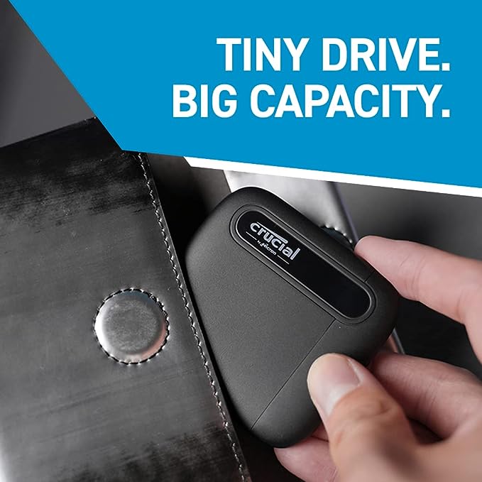 Crucial SSD portátil X6 de 1 TB – até 800 MB/s – PC e Mac – Unidade de estado sólido externa USB 3.2 USB-C – CT1000X6SSD9