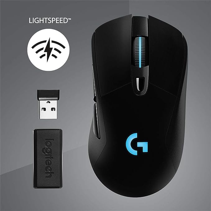 Mouse Gamer Sem Fio Logitech G703 LIGHTSPEED com RGB LIGHTSYNC, 6 Botões Programáveis, Sensor HERO 25K e Bateria Recarregável - Compatível com POWERPLAY