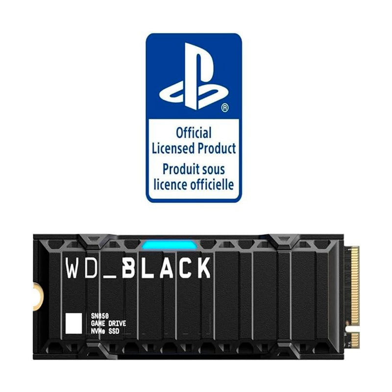 Western Digital SSD SN850 NVMe de 1 TB para consoles PS5 Unidade de estado sólido com dissipador de calor - PCIe Gen4, M.2 2280, até 7.000 MB/s - WDBBKW0010BBK-WRSN