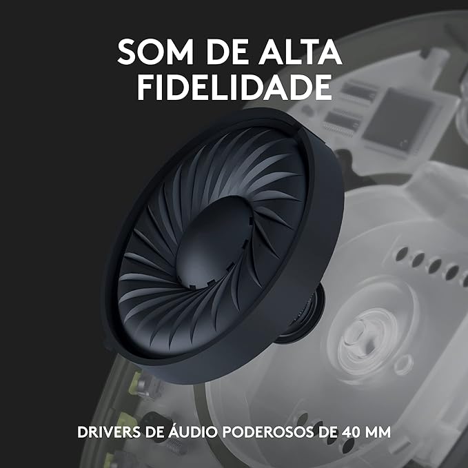 Headset Logitech G435 LIGHTSPEED, Sem Fio, Conexão USB e Bluetooth, Design Leve e Confortável, Microfone Embutido, Bateria de até 18h - Compatível com Dolby Atmos, PC, PS4, PS5, Mobile – Branco