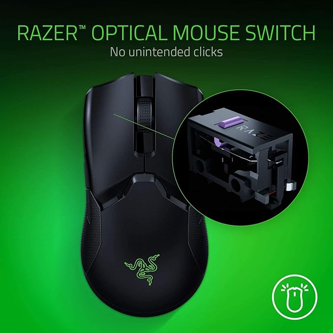Razer Viper Ultimate com base de carregamento – Mouse ambidestro para jogos Esports alimentado por tecnologia sem fio HyperSpeed (Focus+ sensor óptico de 20K, leve 74 g, croma RGB) preto