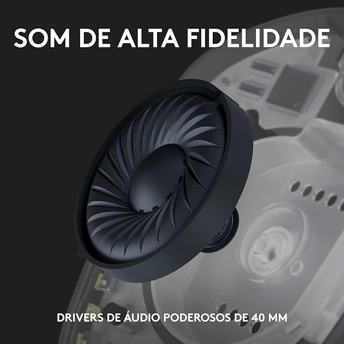 Logitech G435 LIGHTSPEED - Headset Gamer Sem Fio , Conexão USB e Bluetooth, Design Leve e Confortável, Microfone Embutido, Bateria de até 18h - Compatível com Dolby Atmos, PC, PS4, PS5, Mobile – Preto