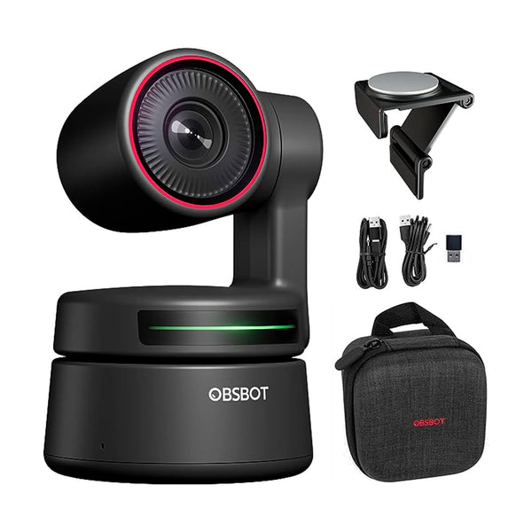 OBSBOT Tiny 4K PTZ 4K Webcam Ultra HD Auto-Frame Gesture Control HDR Webcam com Zoom 4X para Reunião Online/Aula On-line Video Chat Live Streaming Funciona com Zoom, Skype, TicTok, YouTube, etc