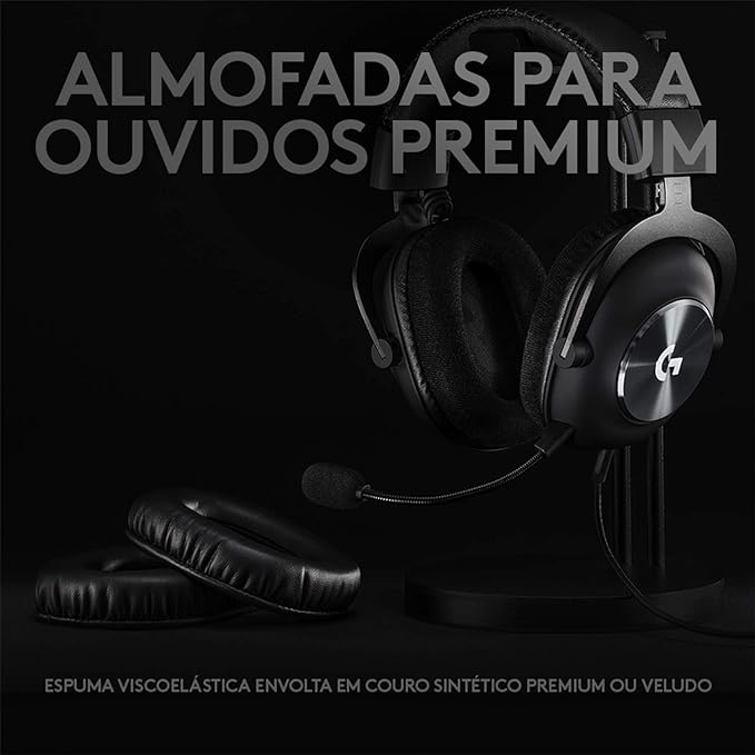 Headset Gamer Logitech G PRO X 7.1 Dolby Surround com Tecnologia Blue VO!CE, Design Confortável e Durável e Drivers PRO-G 50mm