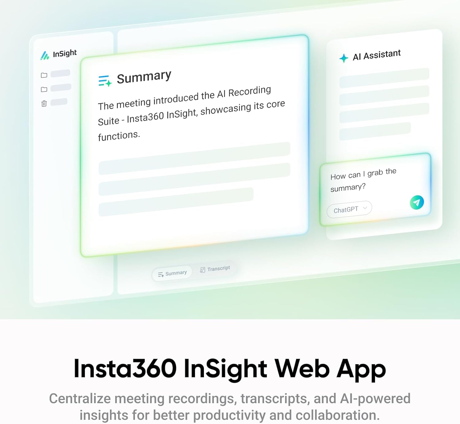 Insta360 Wave - Viva-voz com IA, Bluetooth, Gravador de Voz, 8 Microfones com Cancelamento de Ruído e Beamforming, Transcrição e Resumo por IA, Suporte a 99 Idiomas, Armazenamento de 32GB, Ideal para Reuniões, Podcasts e Transmissões ao Vivo