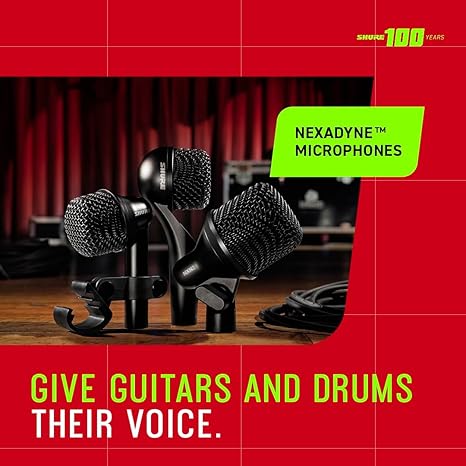 Shure Nexadyne 6 Microfone com Tecnologia Revonic – Microfone Dinâmico Supercardioide para Performance Profissional, Isolamento Aprimorado e Redução de Ruído (NXN6)
