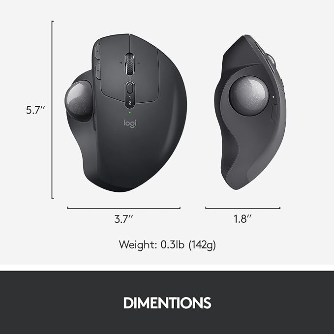 Logitech MX Ergo Plus Trackball sem fio avançado para PC e Mac com cunha extra de 10°