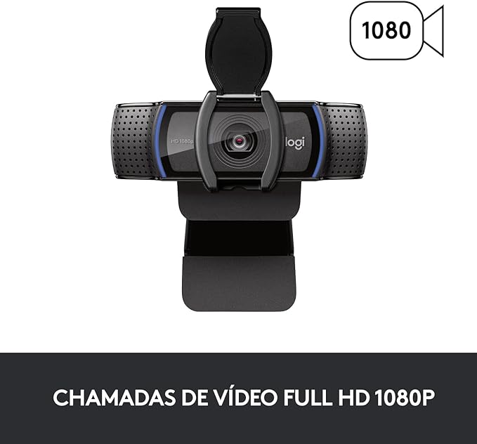 Webcam Logitech C920s - Full HD com Microfone Embutido e Proteção de Privacidade para Chamadas e Gravações em Video Widescreen 1080p - Compatível com Logitech Capture