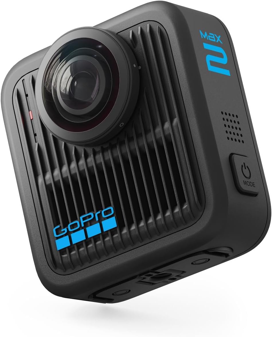 GoPro MAX2 - Câmera de Ação 360° à Prova d'água, Vídeos em 8K de Verdade, Fotos 360° de 29MP, Lentes fáceis de substituir, 6 Microfones, Bastão invisível, GPS, Estabilização MAX HyperSmooth