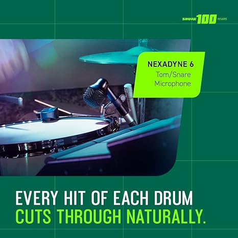 Shure Nexadyne 6 Microfone com Tecnologia Revonic – Microfone Dinâmico Supercardioide para Performance Profissional, Isolamento Aprimorado e Redução de Ruído (NXN6)