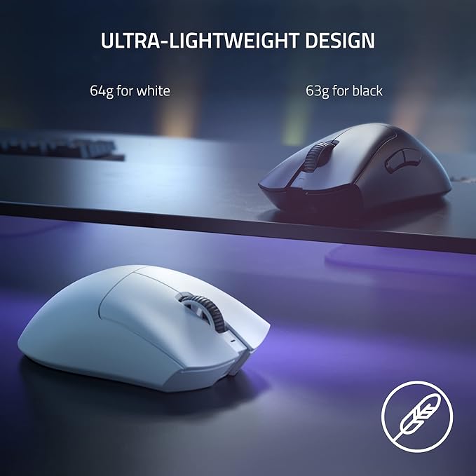 Razer Mouse sem fio DeathAdder V3 Pro: 64 g ultraleve – Sensor óptico Focus Pro 30K – Interruptores ópticos rápidos Gen-3 – HyperSpeed Wireless – 5 botões programáveis – Bateria de 90 horas – Branco