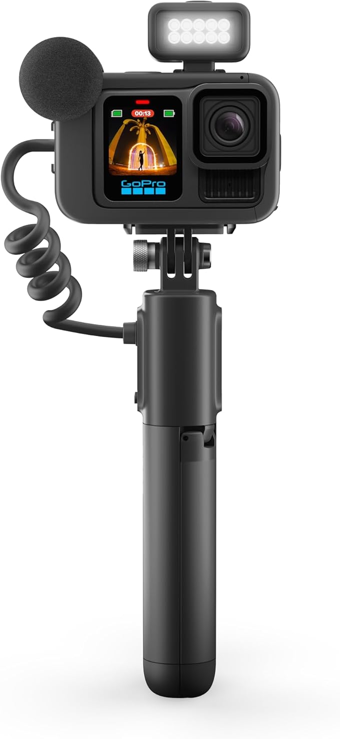 GoPro HERO13 Black Creator Edition – Inclui HERO13 Black, Volta (cabo de bateria, tripé, controle remoto), Media Mod, Light Mod, bateria Enduro, suporte de trava magnética e estojo de transporte