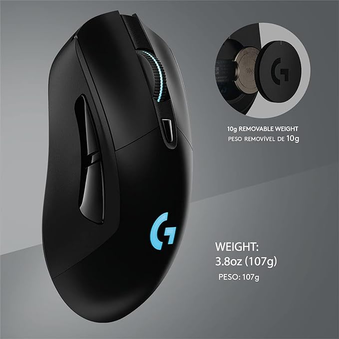 Mouse Gamer Sem Fio Logitech G703 LIGHTSPEED com RGB LIGHTSYNC, 6 Botões Programáveis, Sensor HERO 25K e Bateria Recarregável - Compatível com POWERPLAY