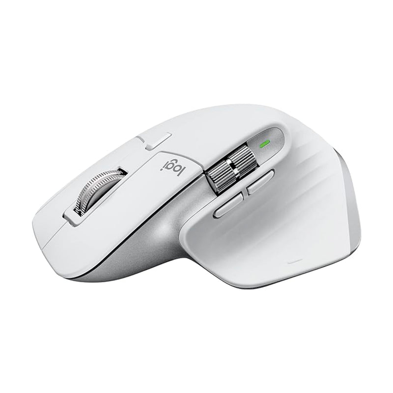 Mouse Logitech MX Master 3S sem fio, com Sensor Darkfield para Uso em Qualquer Superfície, Design Ergonômico, Clique Silencioso, Conexão USB ou Bluetooth - Cinza Claro