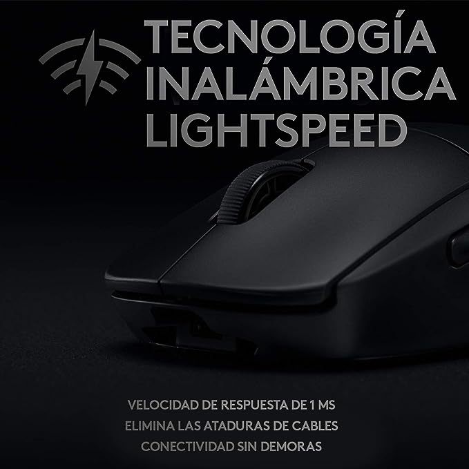 Mouse Gamer Sem Fio Logitech G PRO Wireless com Tecnologia LIGHTSPEED, RGB LIGHTSYNC, Design Ambidestro, 8 Botões Programáveis, Sensor HERO 25K e Bateria Recarregável - Compatível com POWERPLAY