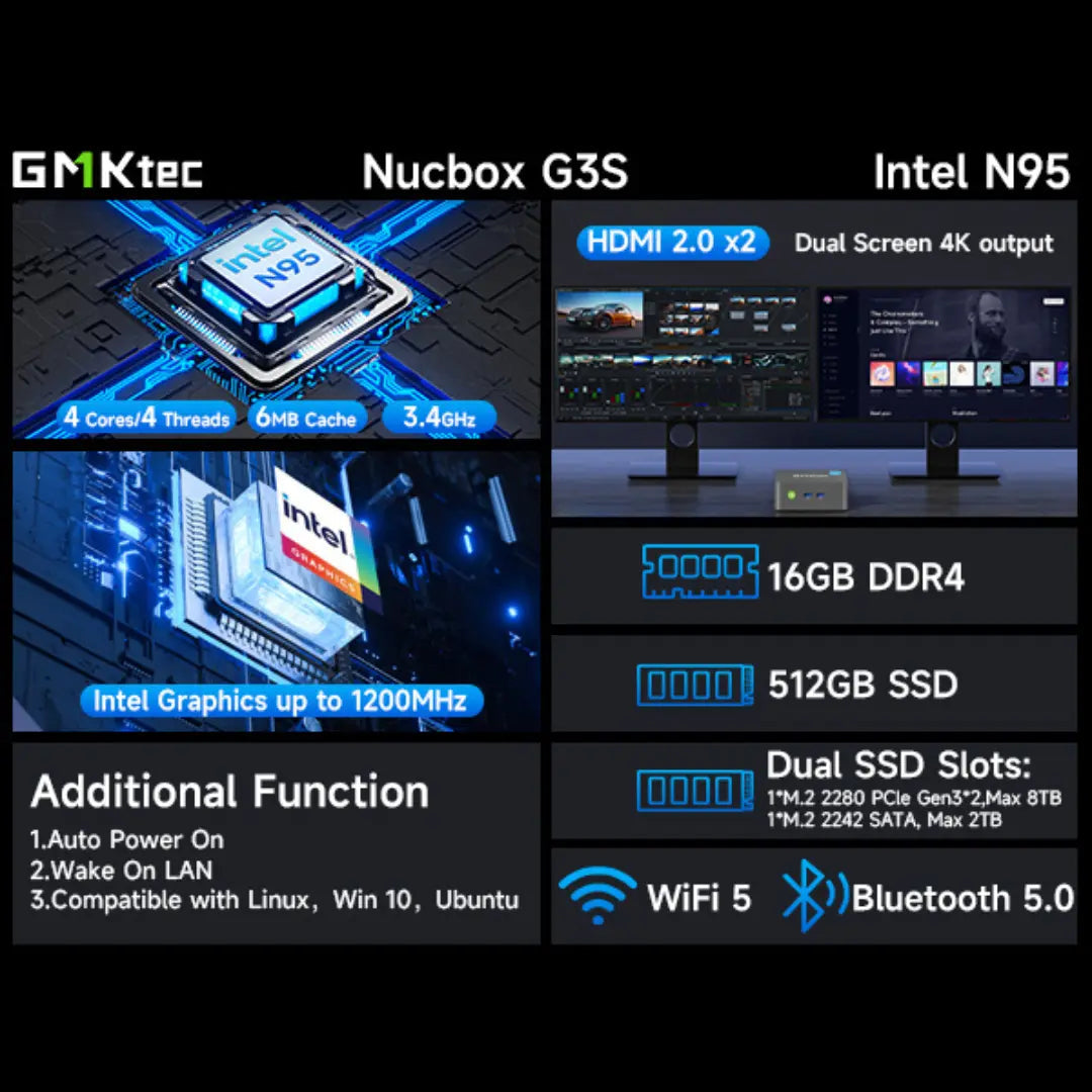 Mini PC de escritório GMKtec NucBox G3S Intel® Alder Lake N95