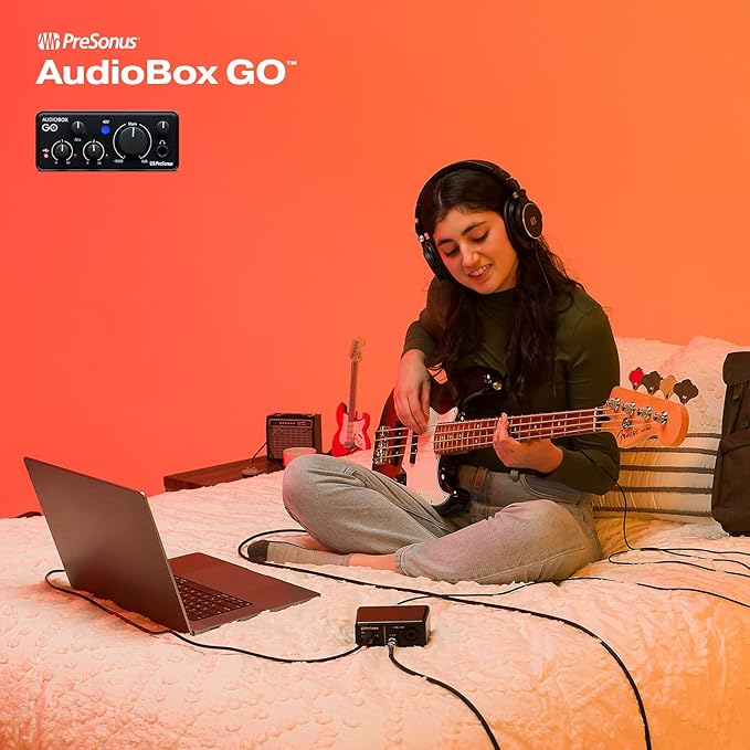 PreSonus AudioBox GO | Interface de áudio USB-C para produção musical com o software de gravação Studio One DAW, tutoriais de música, amostras de som e instrumentos virtuais