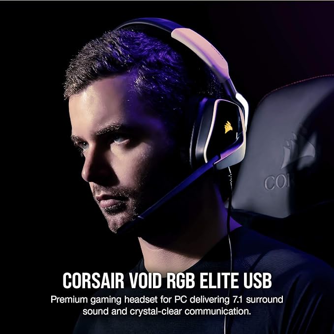 Headset Gamer Premium Corsair Void RGB Elite USB com 7.1 Surround - Preto e Branco CA-9011204-NA