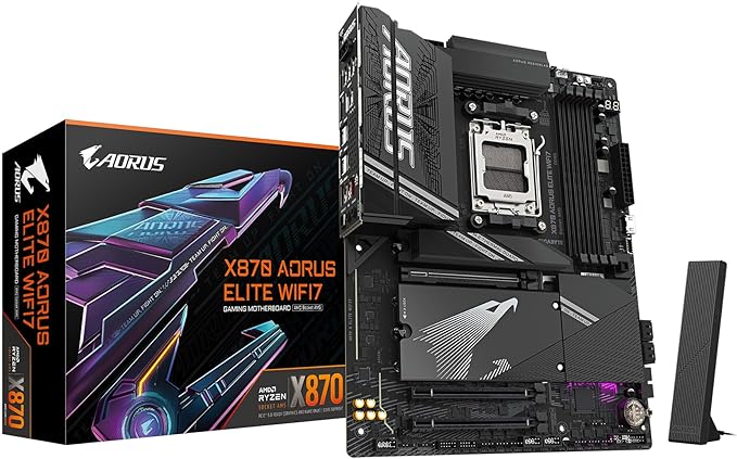 GIGABYTE Placa mãe X870 AORUS Elite WIFI7 AMD AM5 LGA 1718, ATX, DDR5, 4X M.2, PCIe 5.0, USB4, WIFI7, LAN 2,5GbE, EZ-Latch