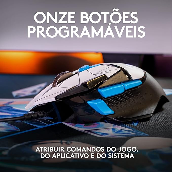 Mouse Gamer Logitech G502 HERO K/DA com RGB LIGHTSYNC, Ajustes de Peso, 11 Botóes Programáveis e Sensor HERO 25K - Edição Oficial League of Legends KDA